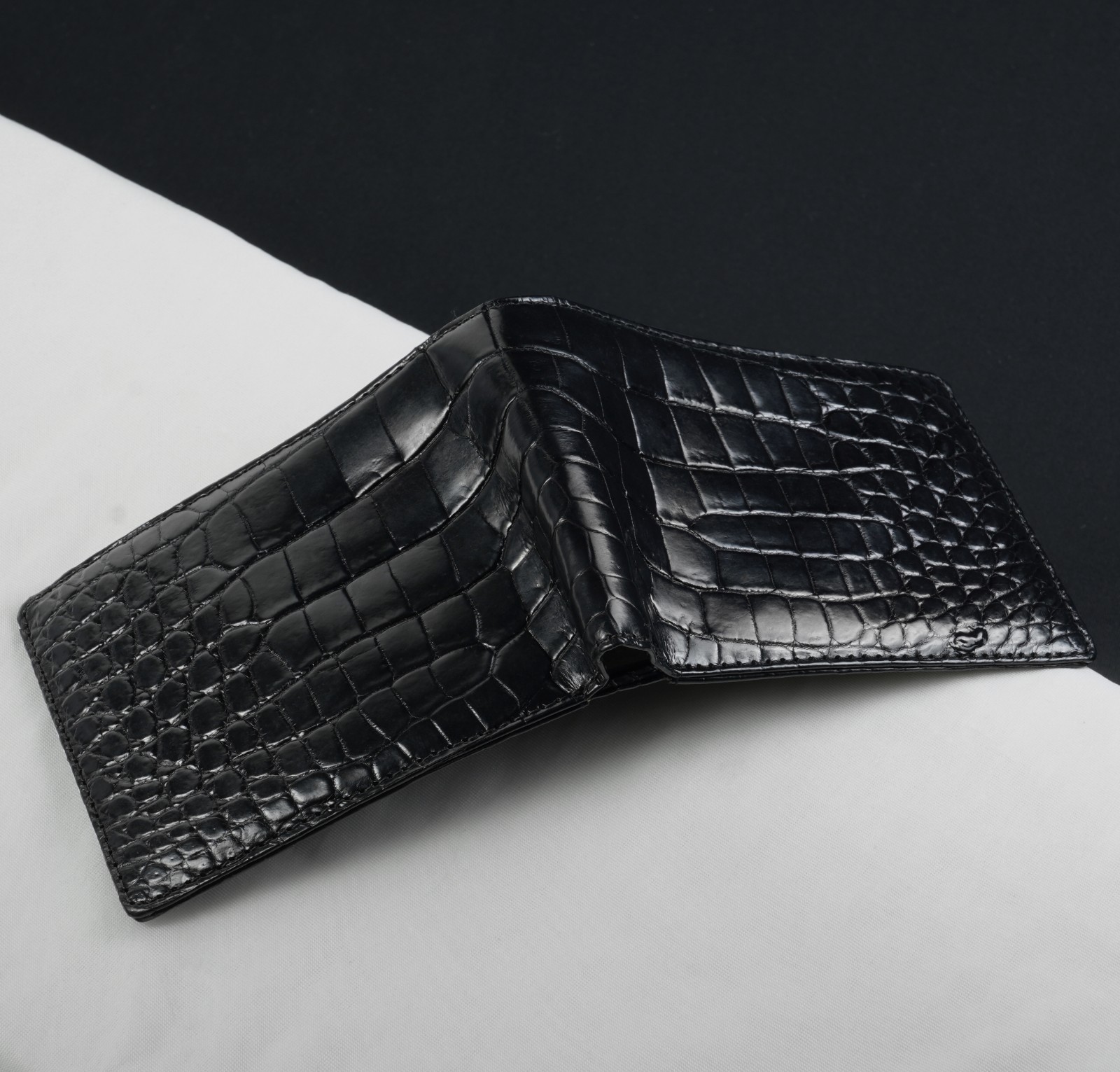 Luxury Crocodile Ostrich Leather Bifold Wallet For Men Real Exotic Skin Handmade