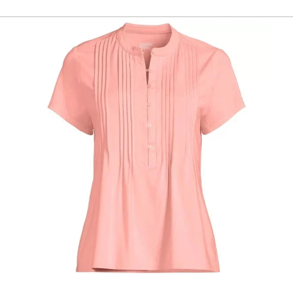 Lands’ End Women’s Short Sleeve Pintuck Blouse(1859436)