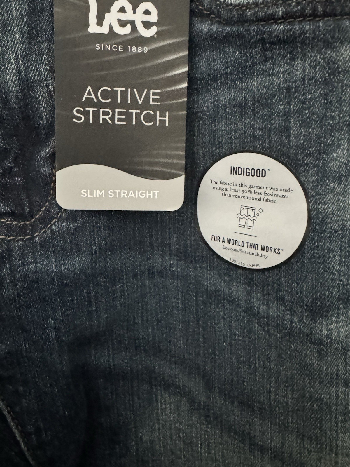 Lee Slim Straight Med Wash Blue Jean Sz 31×30 Motion Flex Waistband Stretch NWT