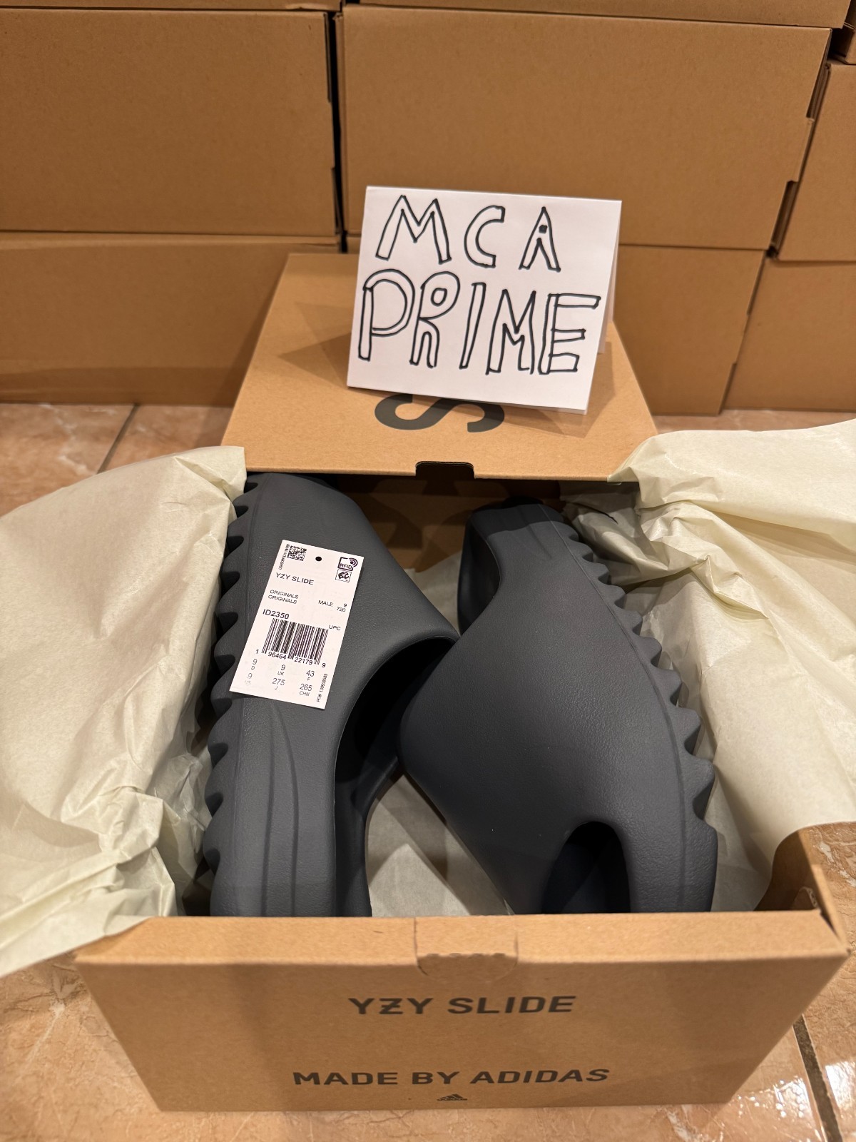 Adidas Yeezy Slide Slate Grey Size 9 ID2350 (BRAND NEW WITH RECEIPT)