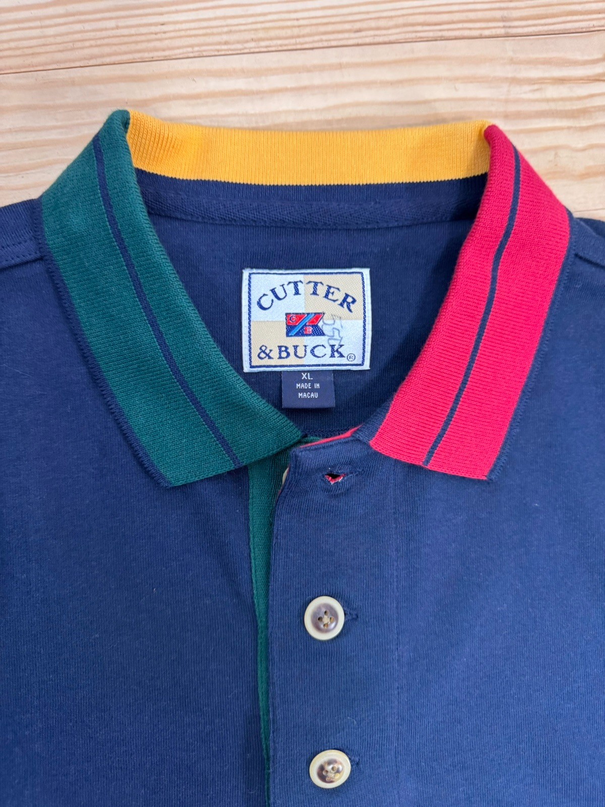 Cutter & Buck 90s Theme Vertical Striped Polo Shirt Mens X-Large NWT Castrol