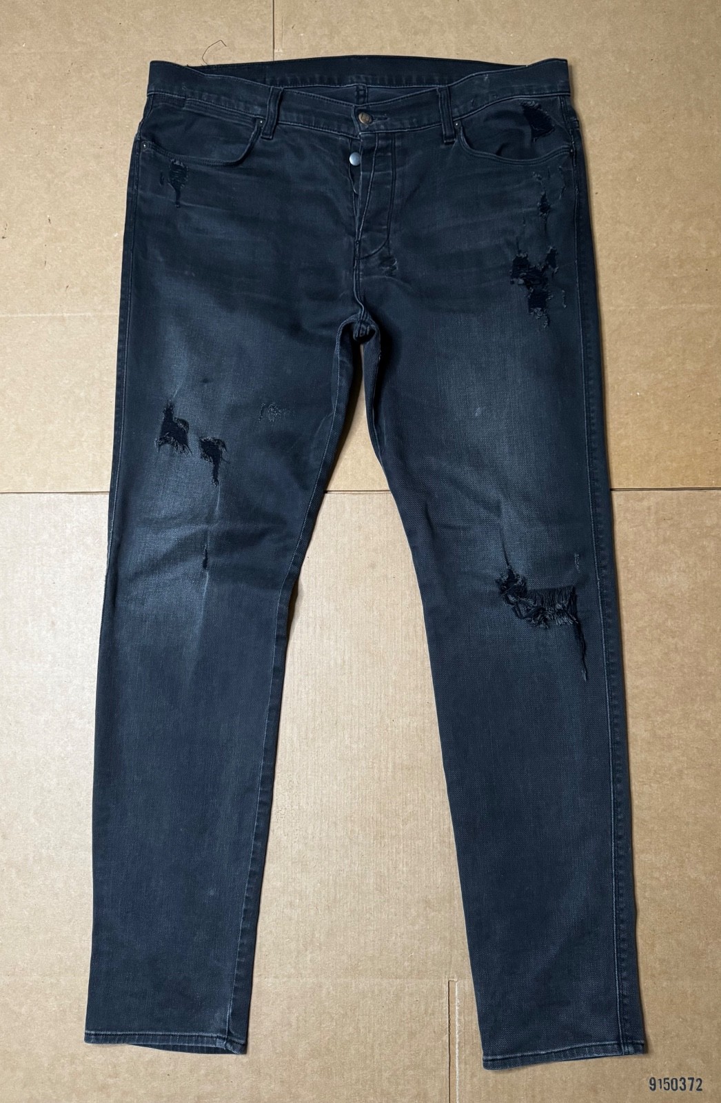 Ksubi Men’s 36×33 Van Winkle Distressed Machine Gun Black Jeans Slim Fit