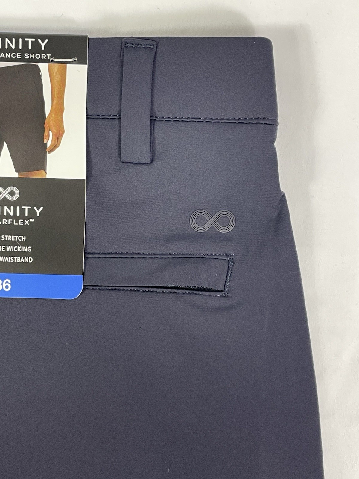 Infinity Men’s 36 LINEARFLEX NAVY PERFORMANCE Stretch Short **fit 37×8.5** NWT