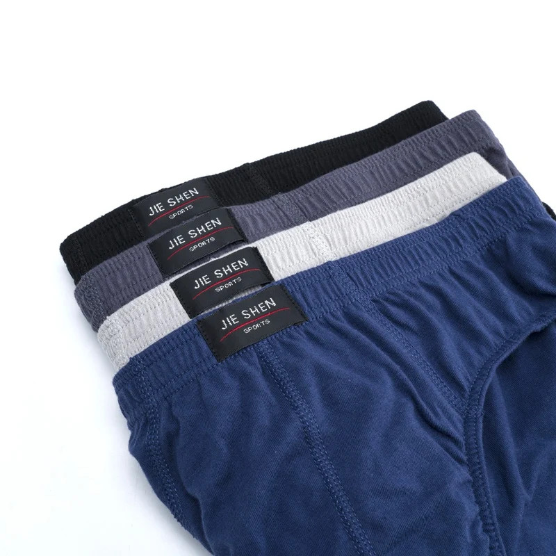 4 Pcs/Lot Men’s 100% Cotton Breathable Briefs Comfortable Male Underwear