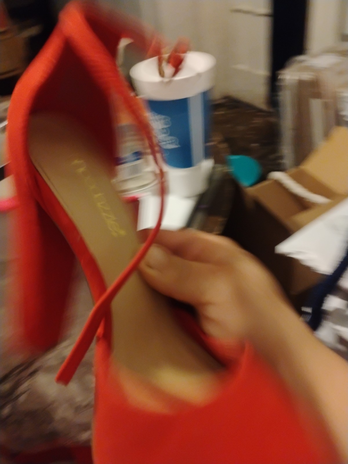 ShoeDazzle Red Platform Block Heel Ankle Strap Closed Toe Women’s US size 9.5
