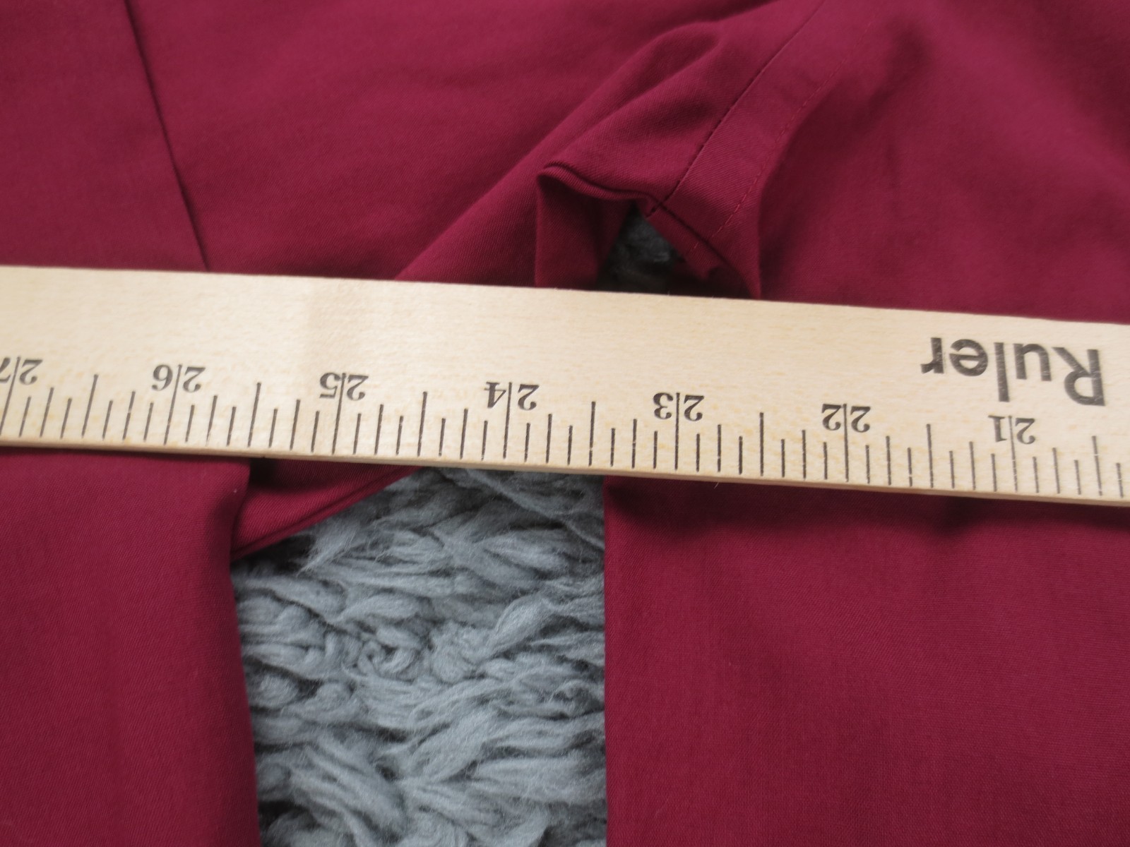 Stafford Travel Shirt Mens 16.5 Dark Red Easy Care Broadcloth Long Sleeve Button
