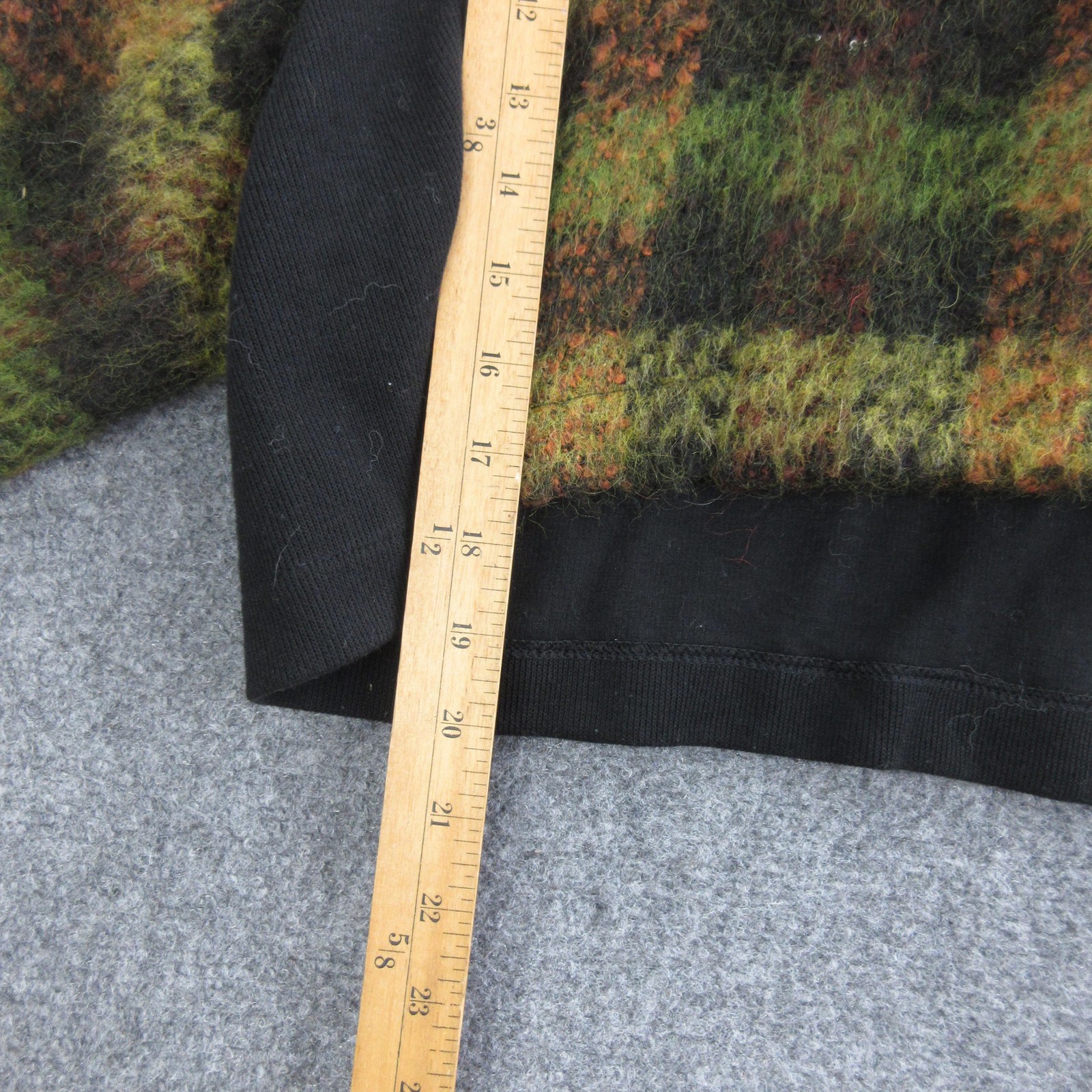 Alembika Jacket Womens S/M Green Wool Blend Plaid Cropped 3/4 Sleeve Short Boxy