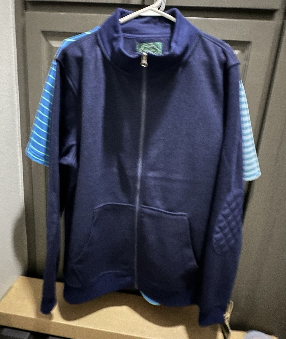 Arthur Beale Men’s Blue Track Jacket L Full Zip Stand-Up Collar Pockets