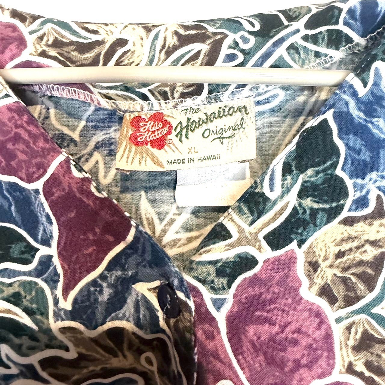 Hilo Hattie Vintage Hawaiian Floral 2 Piece Set Top and Shorts Purple Teal XL