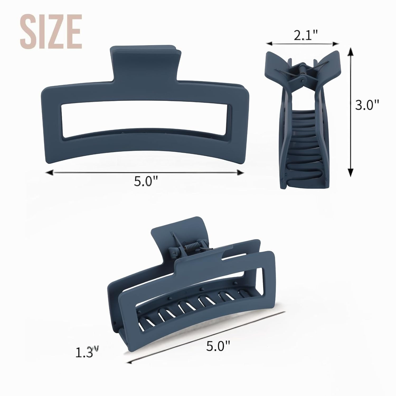 5 Inch Extra Large Claw Clips for Thick and Long Hair, 4 Pack XL Jumbo Matte Rec