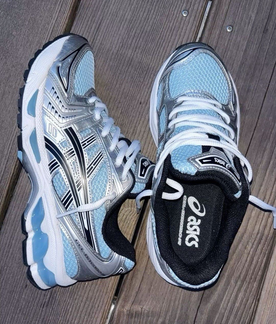 ASICS Gel Kayano 14 Light Blue Silver White Black Men’s Running Sneakers