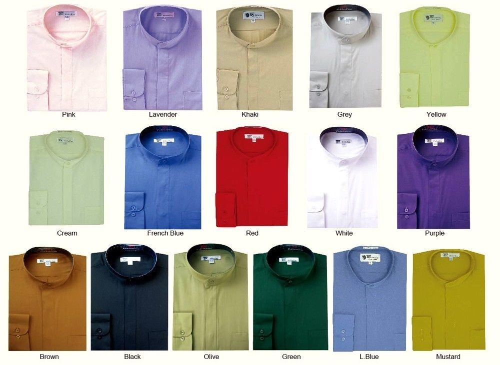 Mens’ mandarin collar ( banded collar) dress shirt by Fotino Landi Style SG01