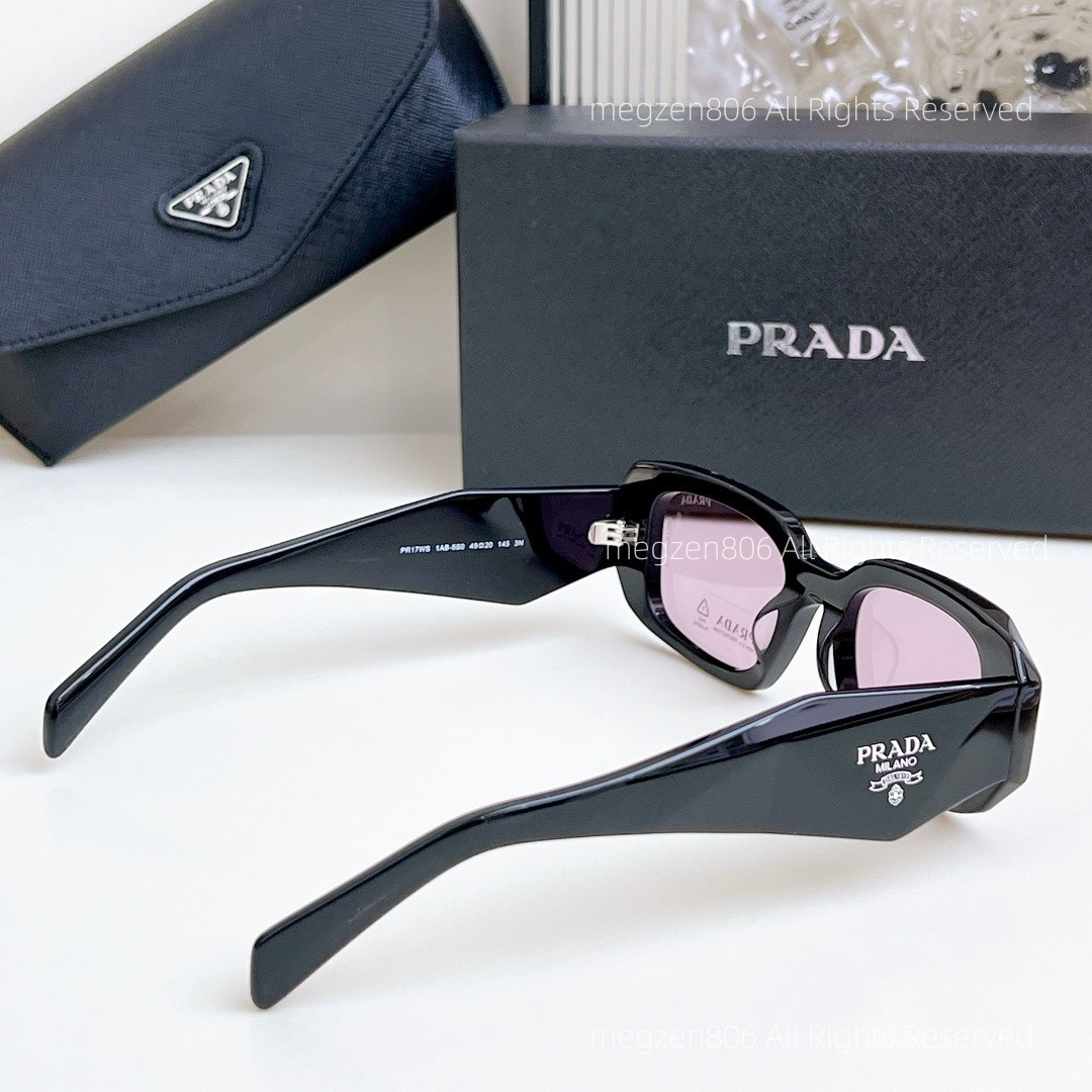 Prada PR17WS Women’s Sunglasses Black Frame Purple Lens 49mm Retro Square UV400