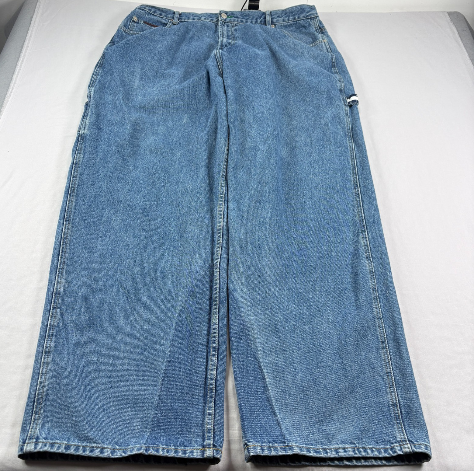 Vintage 90s Tommy Hilfiger Jeans Mens 42×34 (Fits 40×33) Blue Carpenter Baggy