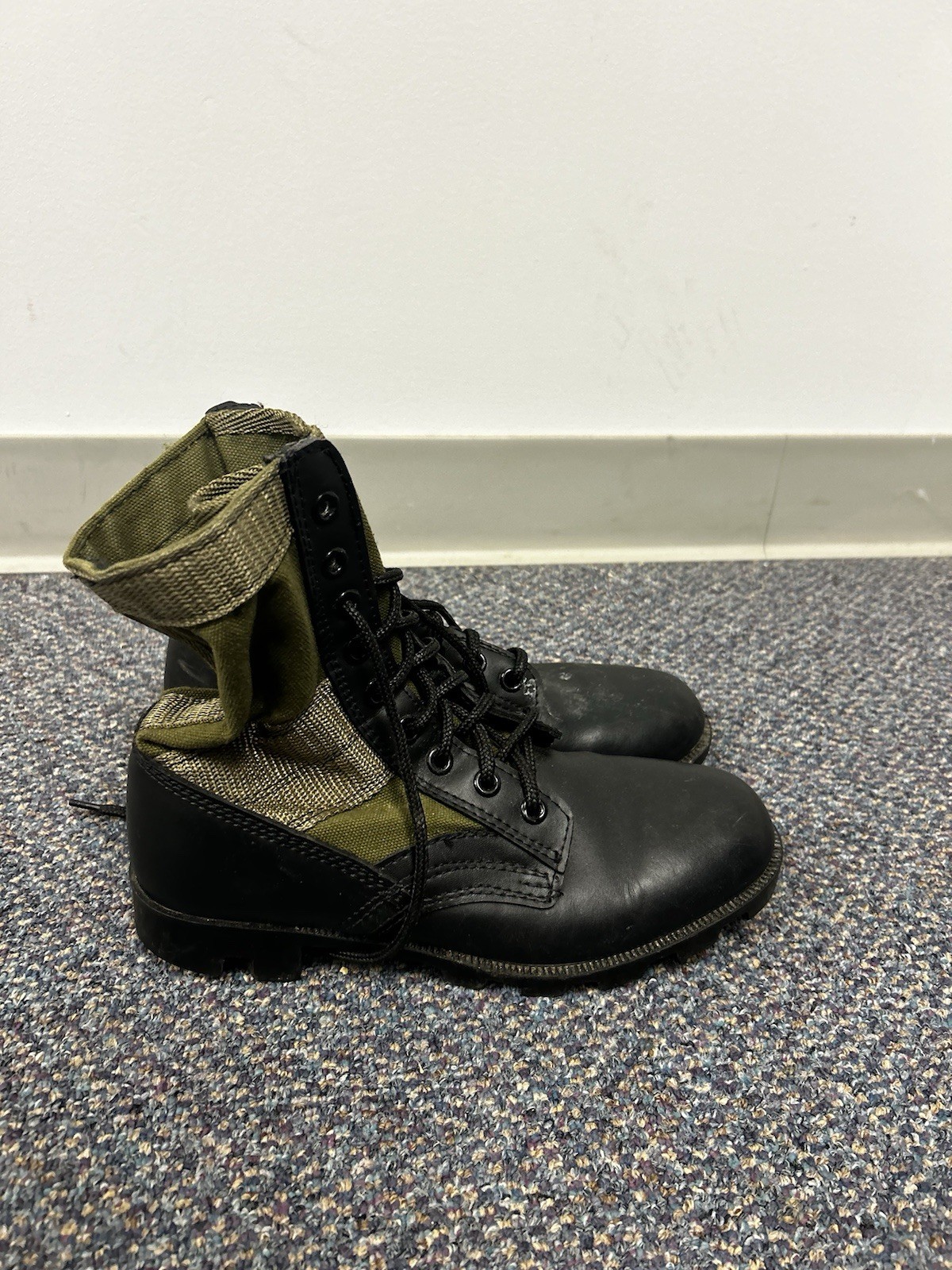 Rothco Jungle Boots Black Leather Olive Drab Canvas Combat Military Size 7R USA