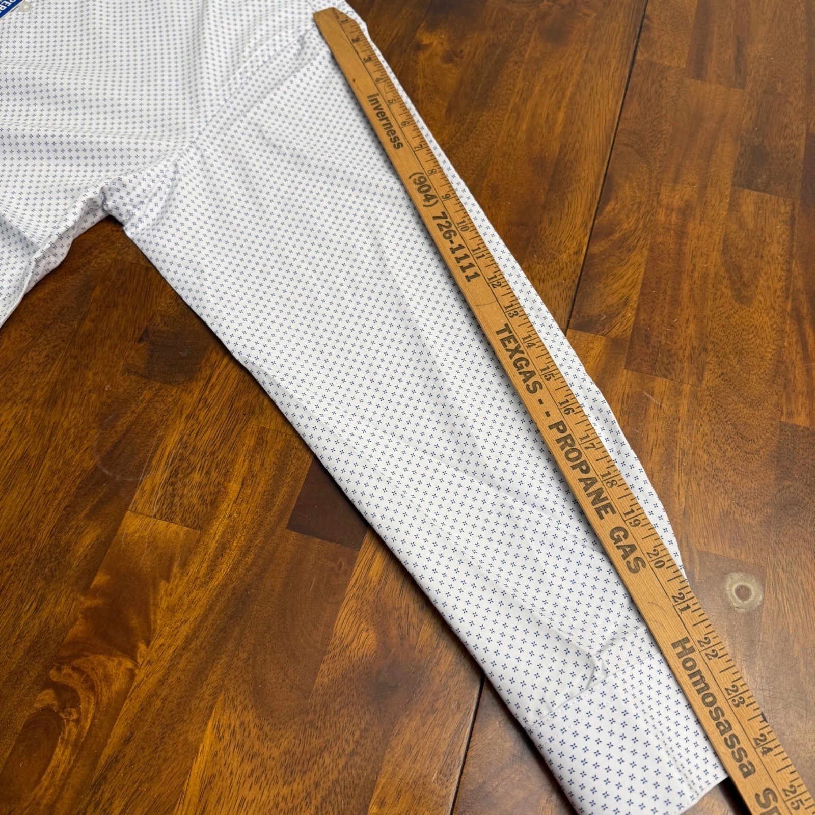 Nautica Mens Slim Fit Performance Dress Shirt Blue Geo Print Long Sleeve Size L