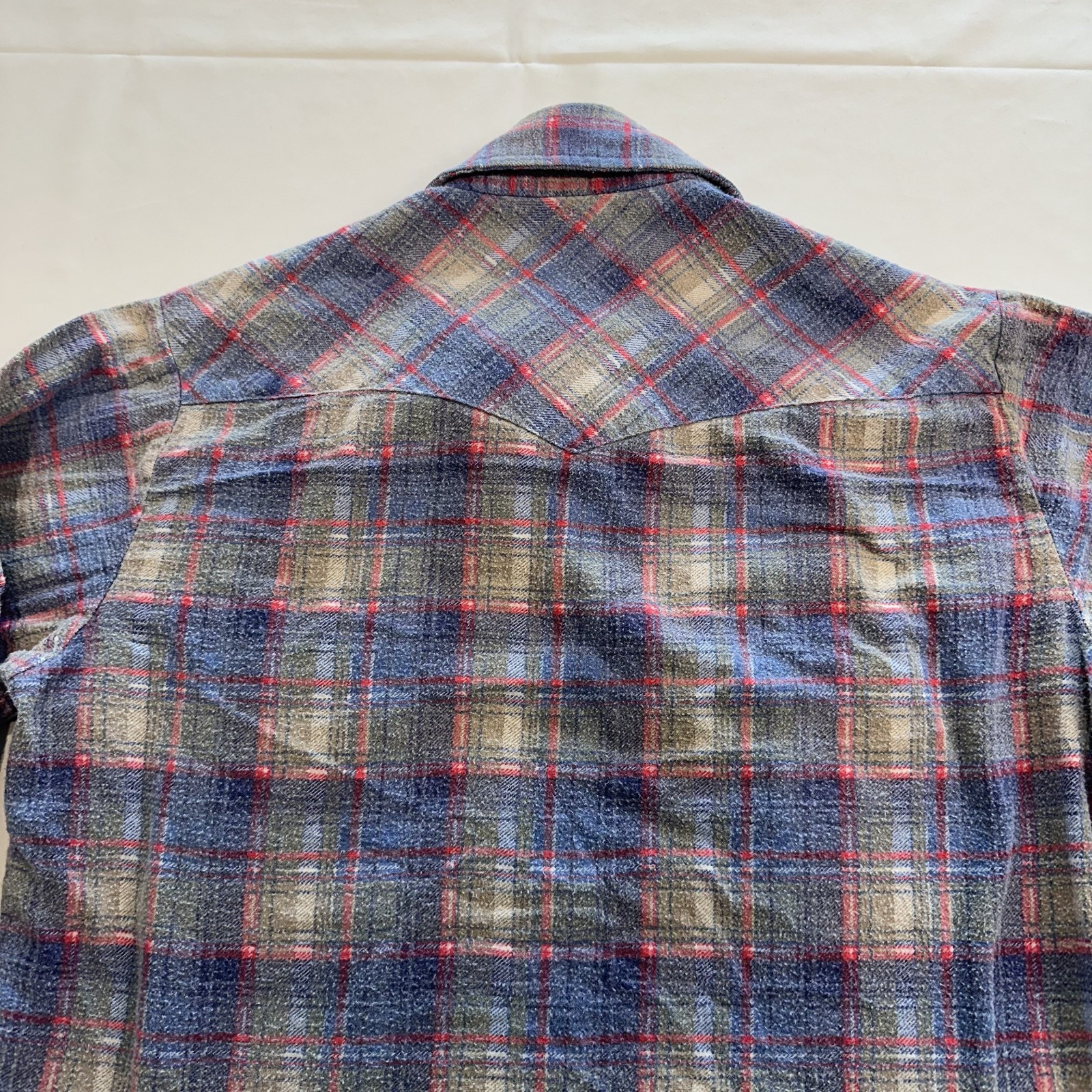 VTG Plainsman Pearl Snap Long Sleeve Shirt Plaid Mens M Western Cowboy