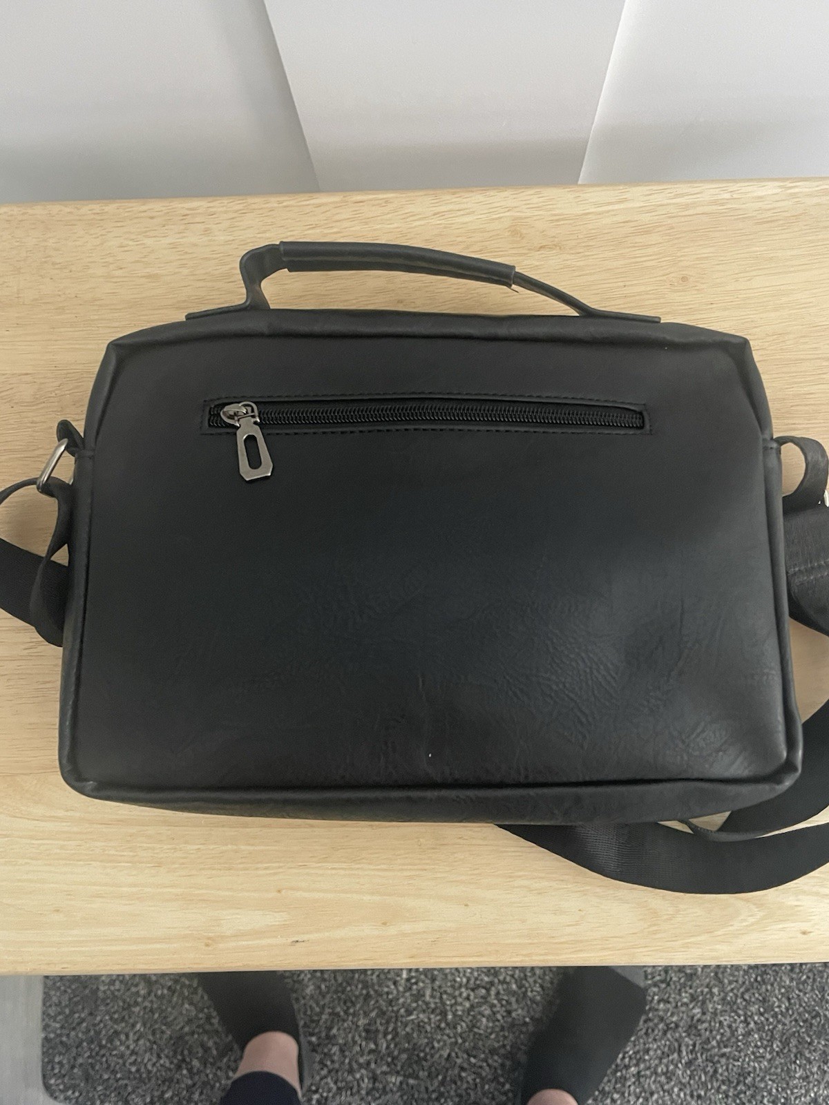WEIXIER Black Messenger Bag Medium Top Handle Crossbody Strap Zip Buckle Snap