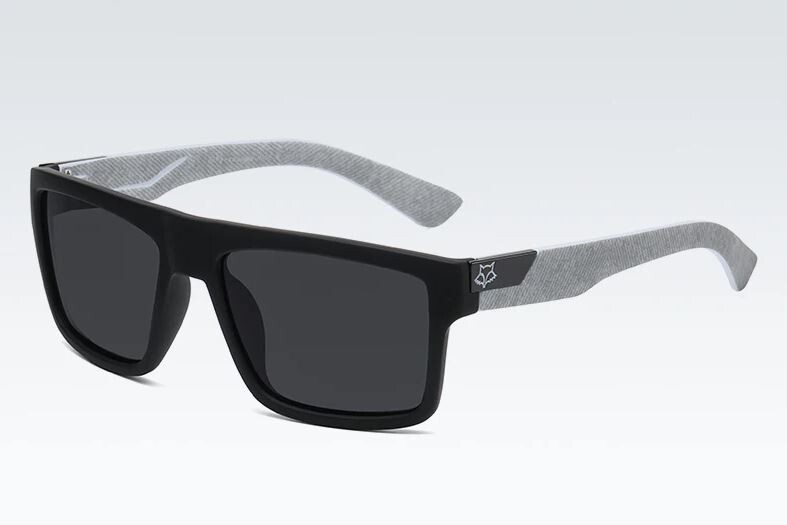 NEW Polarized Square Sunglasses Soft Matte Black Gray Arms Dark Smoke Lens