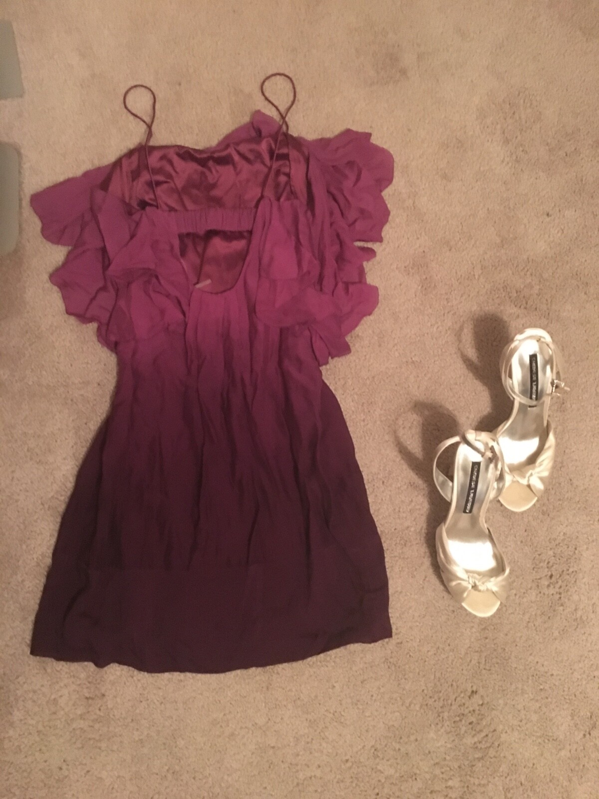 $395 REBECCA TAYLOR SILK Dress 6 S Ruffle Ombre Chloe Dye spade Magnolia kate
