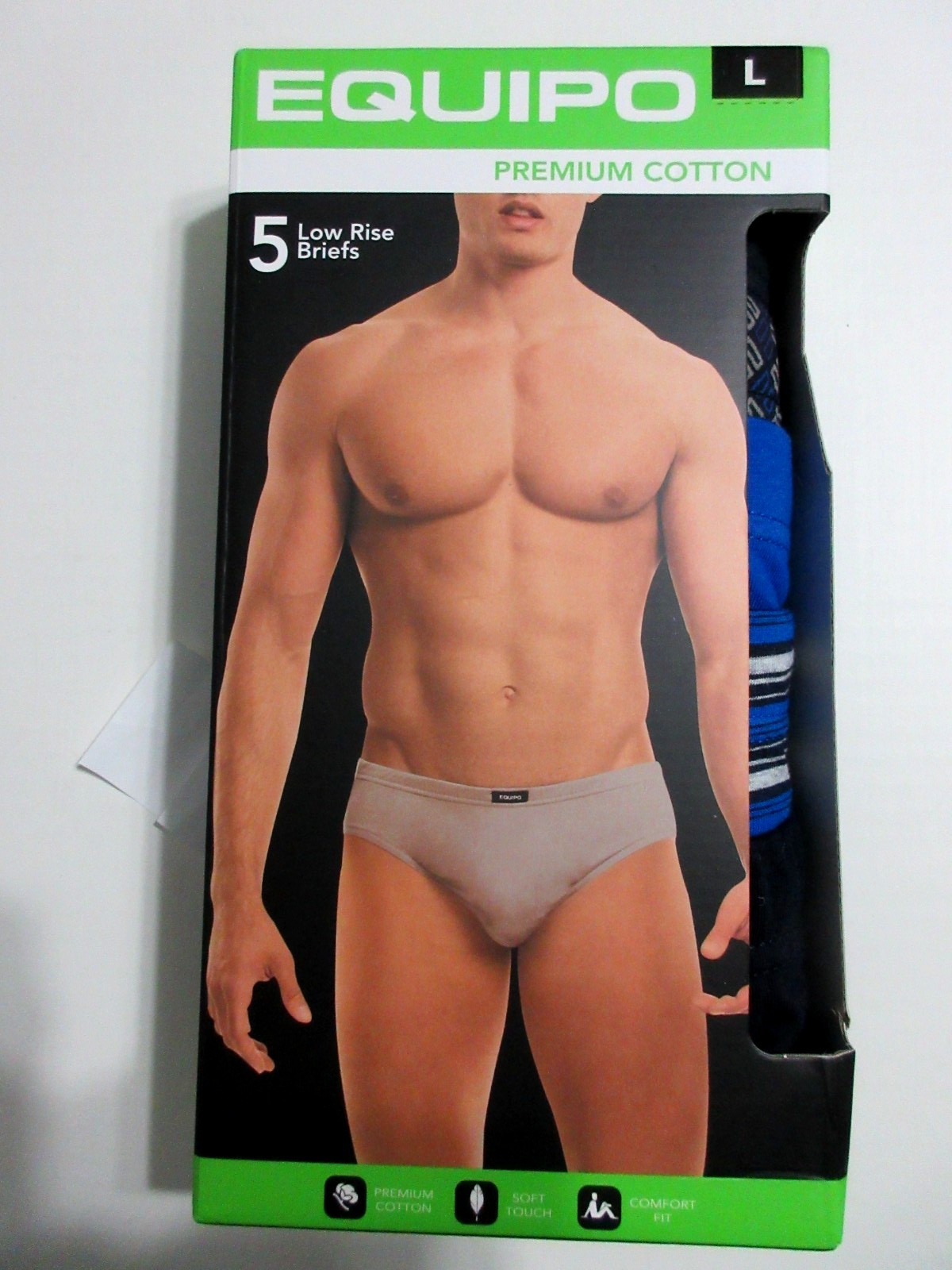 Men’s Equipo 5-Pack Low Rise BRIEF No Fly Premium Cotton Underwear blue black L