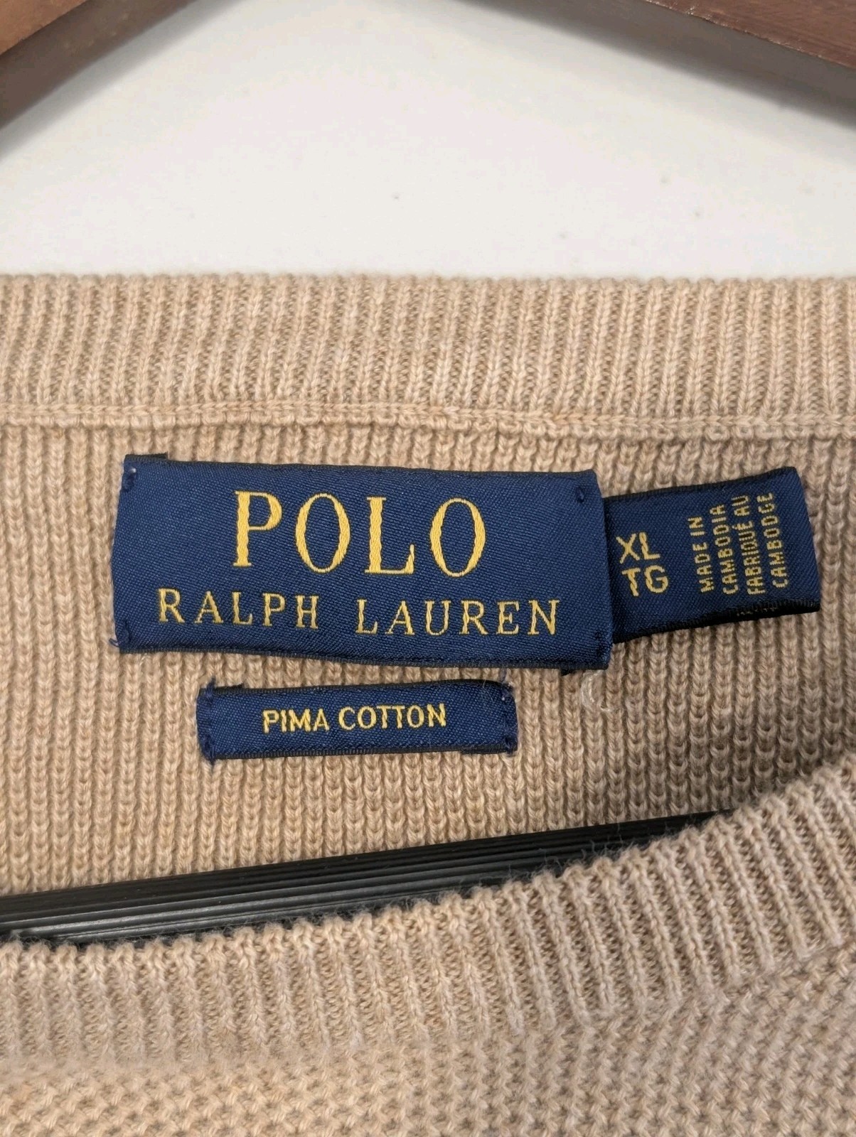 Polo Ralph Lauren Tan / Lt Brown Long Sleeve Crew Neck Sz XL