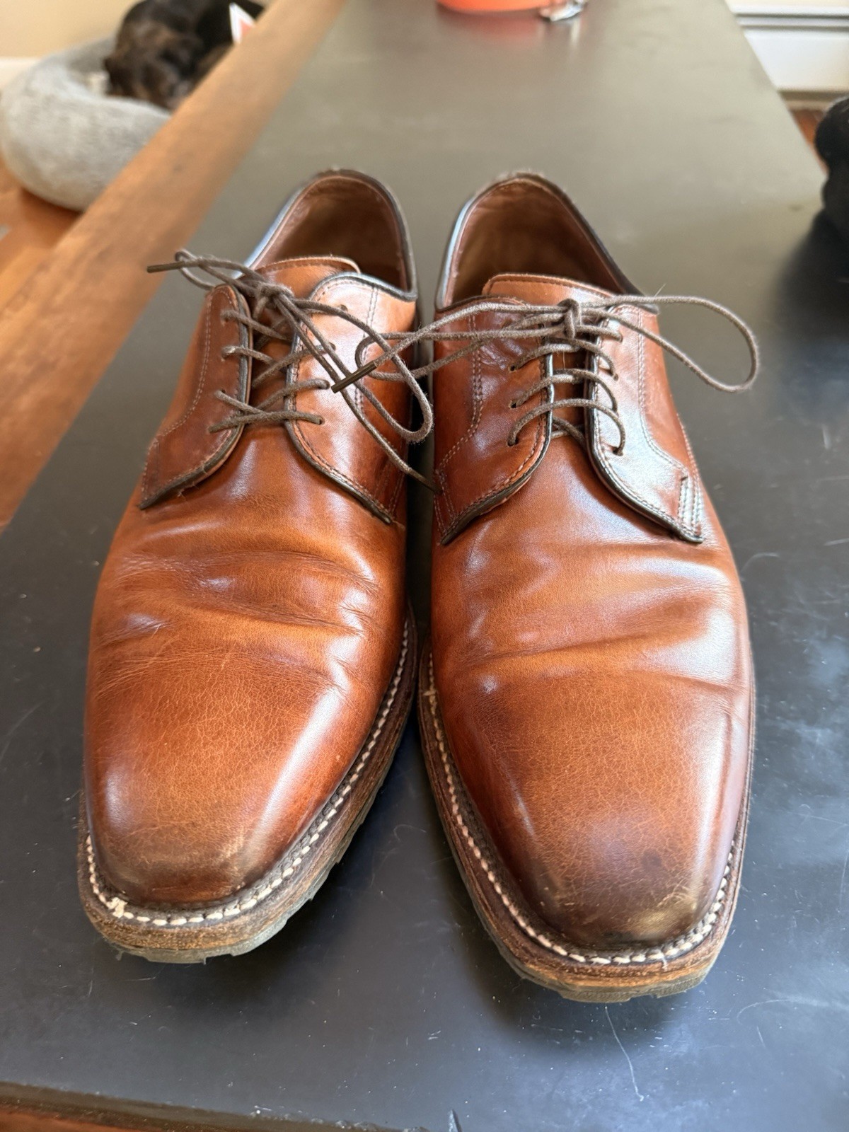 Mens Allen Edmonds Easton Brown Saddle Leather Derby Oxford Shoes Sz 10 D