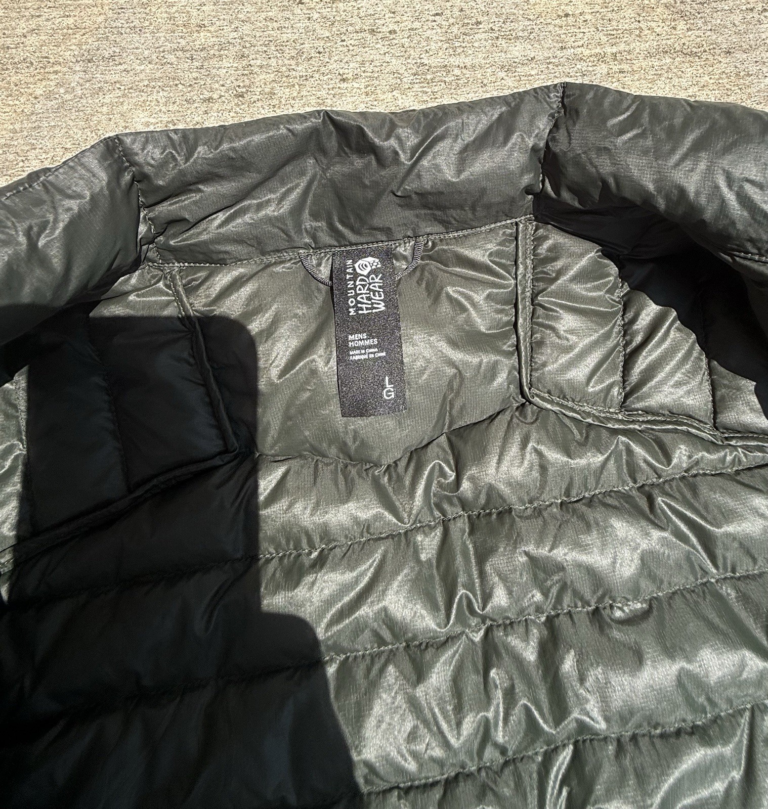 Mountain Hardwear 800 Fill Down Lightweight Puffer Vest Full Zip Pockets L green