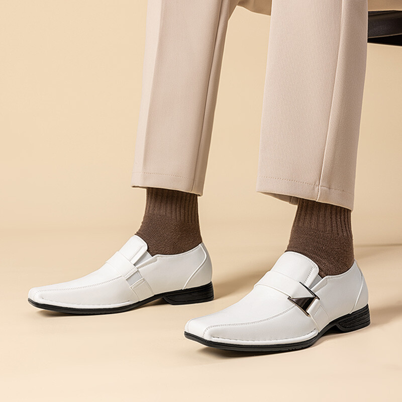 Men Dress Shoes Oxford Faux Leather Slip On Business Square Toe Loafer Shoes
