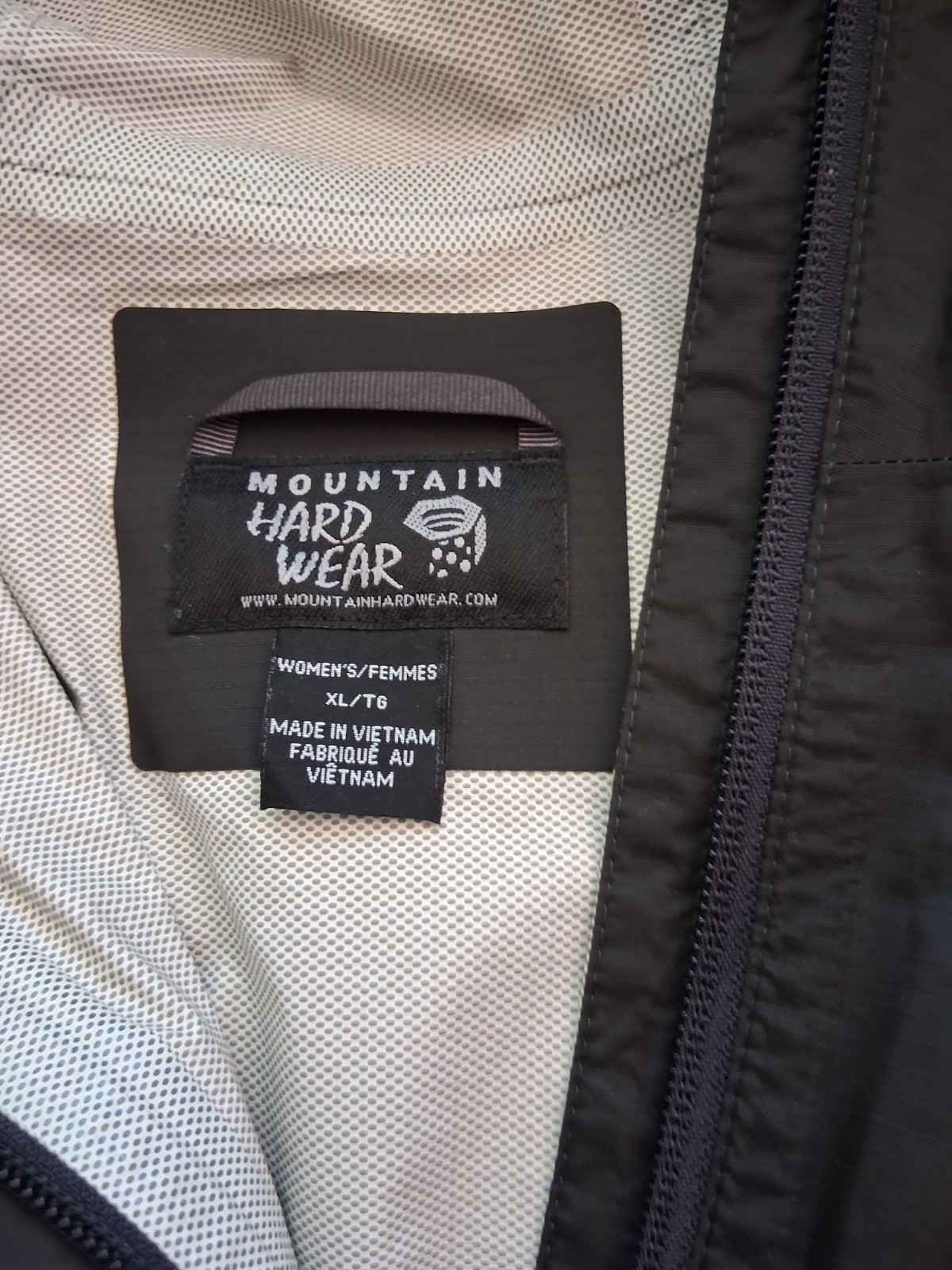 Mountain Hardwear Black Rain Jacket Hooded Nylon Full-Zip Women’s Size XL