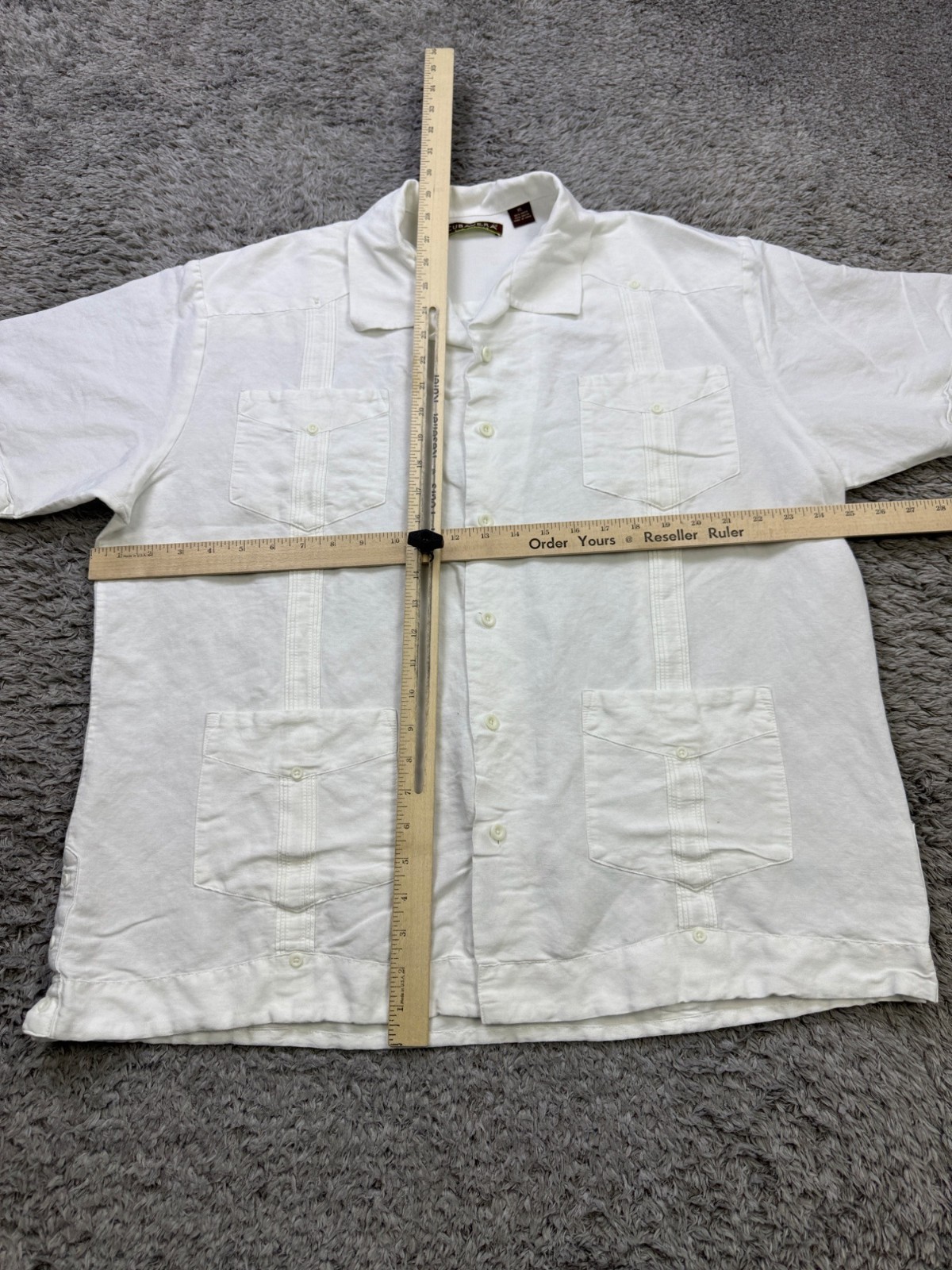 Cubavera Guayabera Shirt Men XL White Pleated Cuban Short Sleeve Beachy Camp