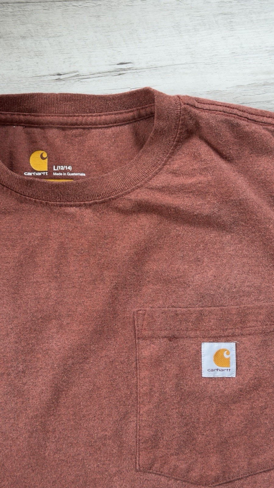 Carhartt K87 Men’s Brown Pocket Logo Crew Neck Cotton Knit T-Shirt Size L