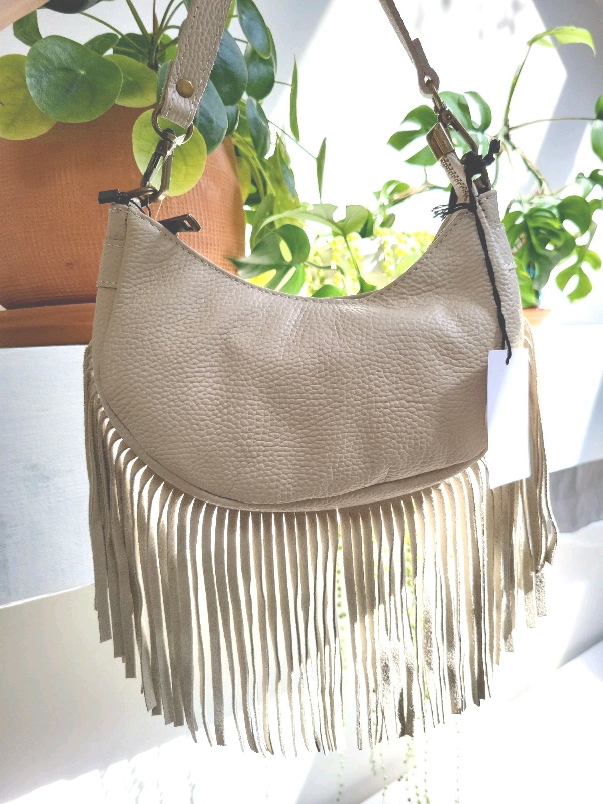 NWT Marlon Italian Leather Purse w/ Fringe Festival Western Boho Crossbody Bag
