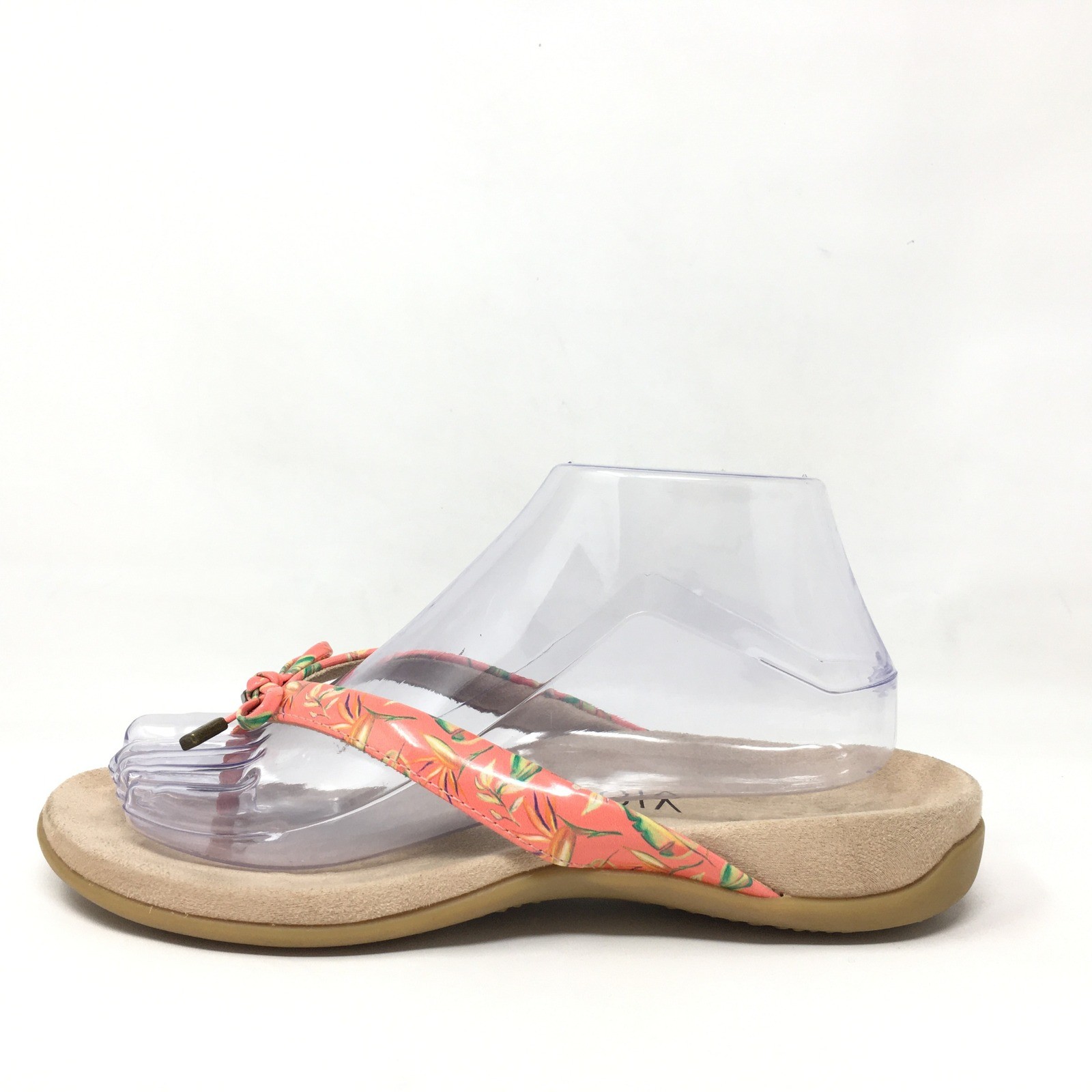 Vionic Bella II Flip Flops Sandals Shoes Womens Size 7 Pink Green Floral Ortho