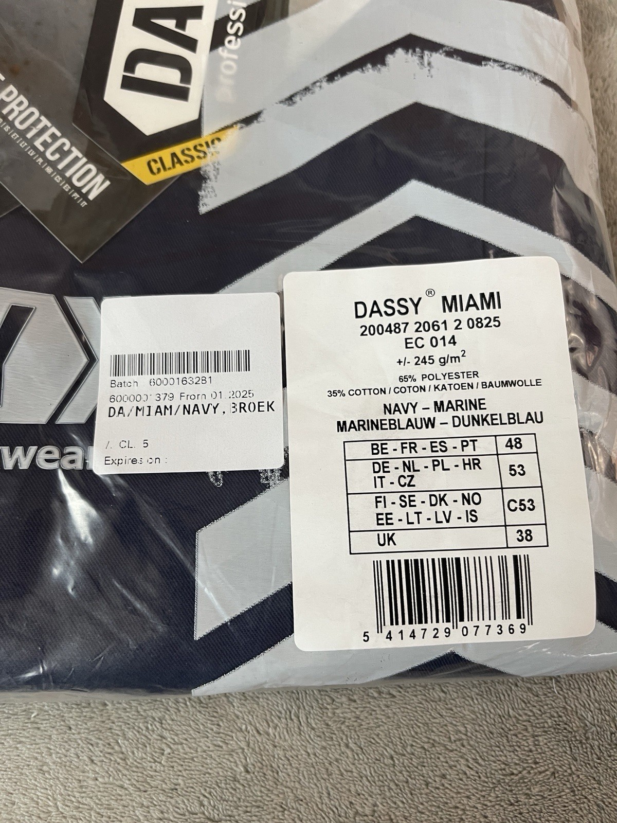 Dassy Miami Work Trousers Pants Knee Pockets 36×32 New With Tags.
