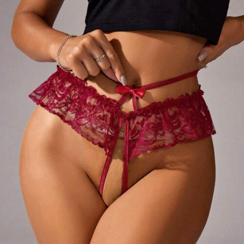 3pack Lot Sexy Women Lace Panties Crotchles Brief Sheer Underwear Thong Lingerie