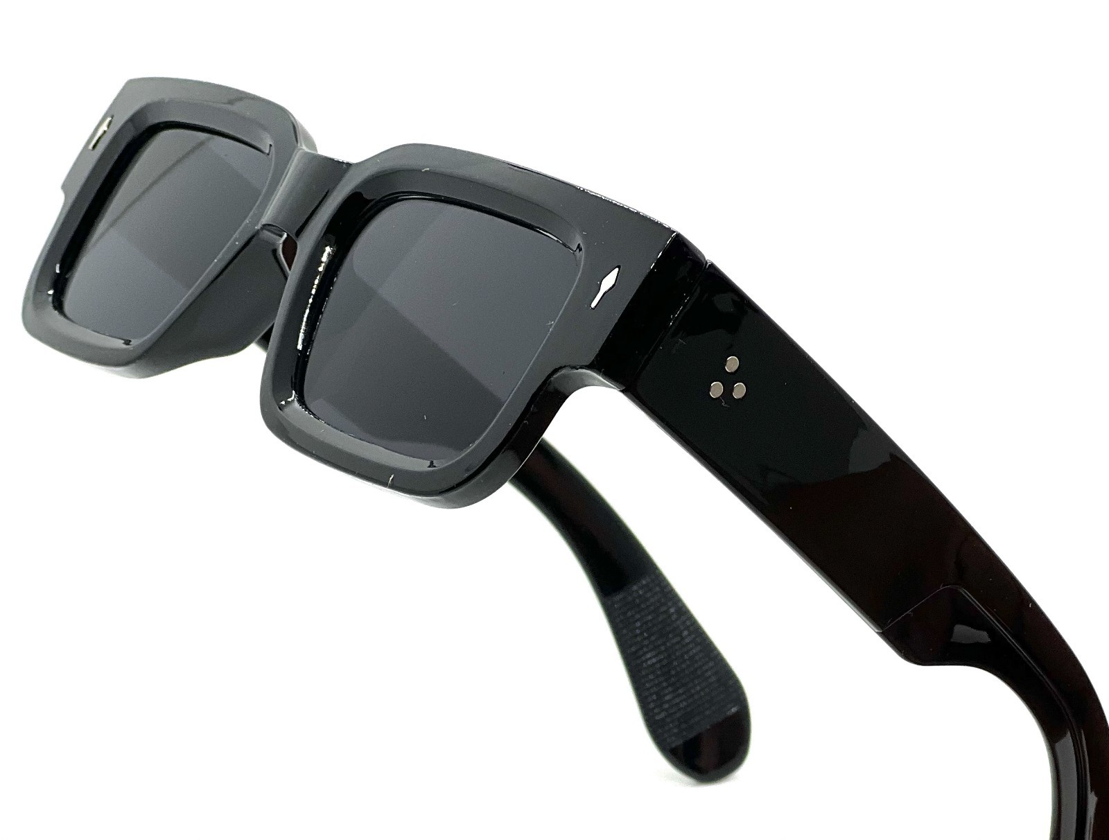 Black Thick Square Frame Chunky Yellow Tinted Lens Sunglasses Street Outdoor New