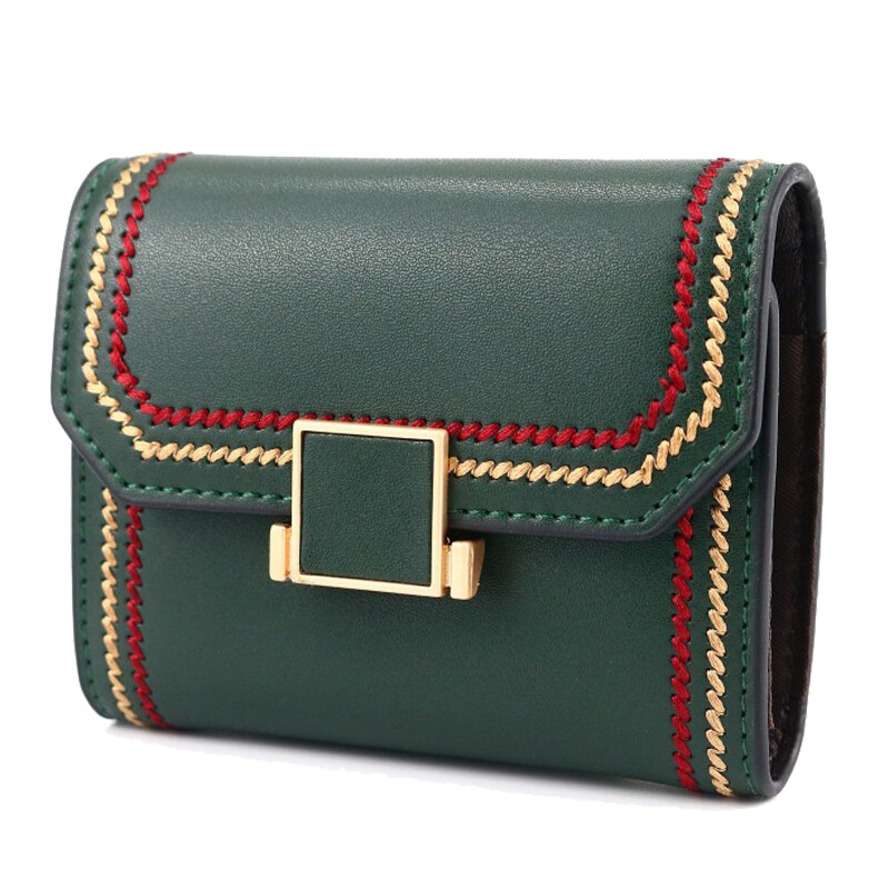 Cowhide Leather Womens RFID Wallet Hasp Card Holders Money Bag Small Coin Purse
