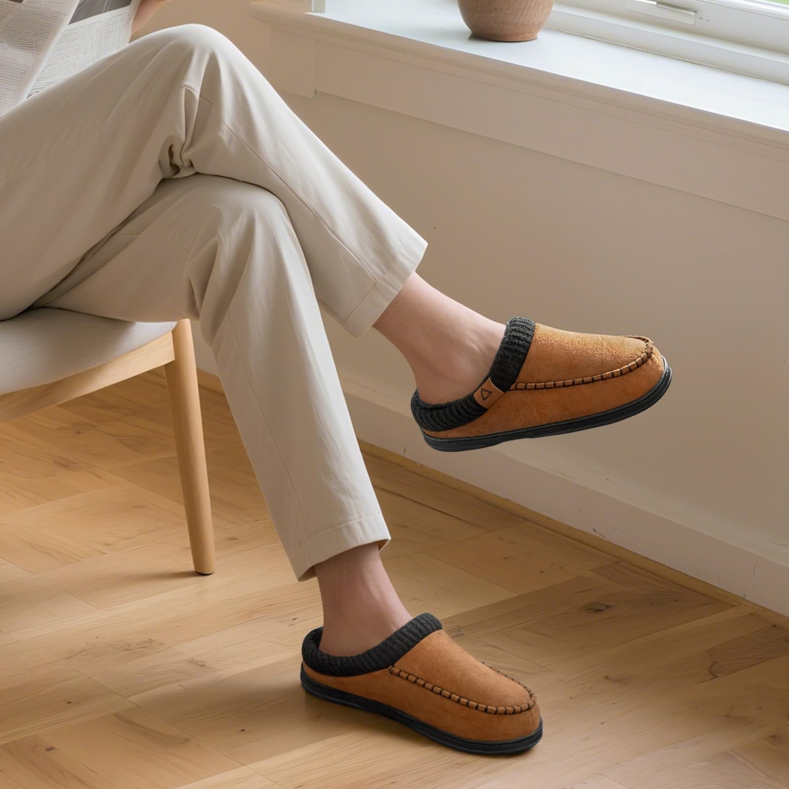 ATHMILE Slippers for Men Memory Foam Indoor Outdoor Moccasin House Shoes | Sl…
