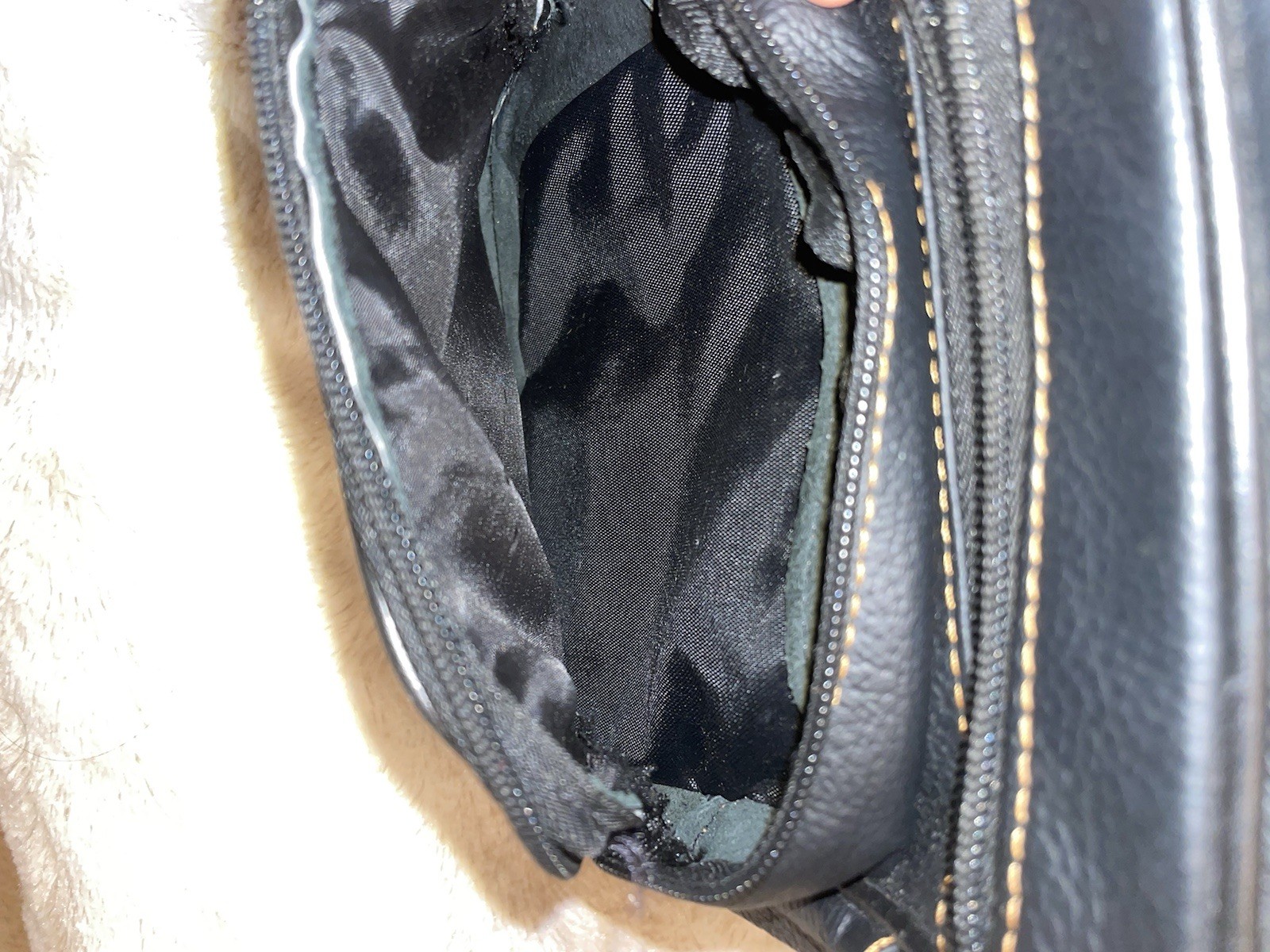Real Leather Black Pebbled Crossbody Bag with Multi-Zip, Adjustable Strap