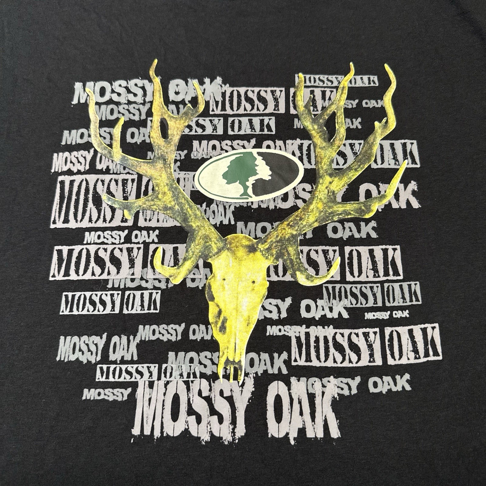 Mossy Oak Men XXL Black Short Sleeve Shirt Deer Skull Buck Graphic Hunting Tee