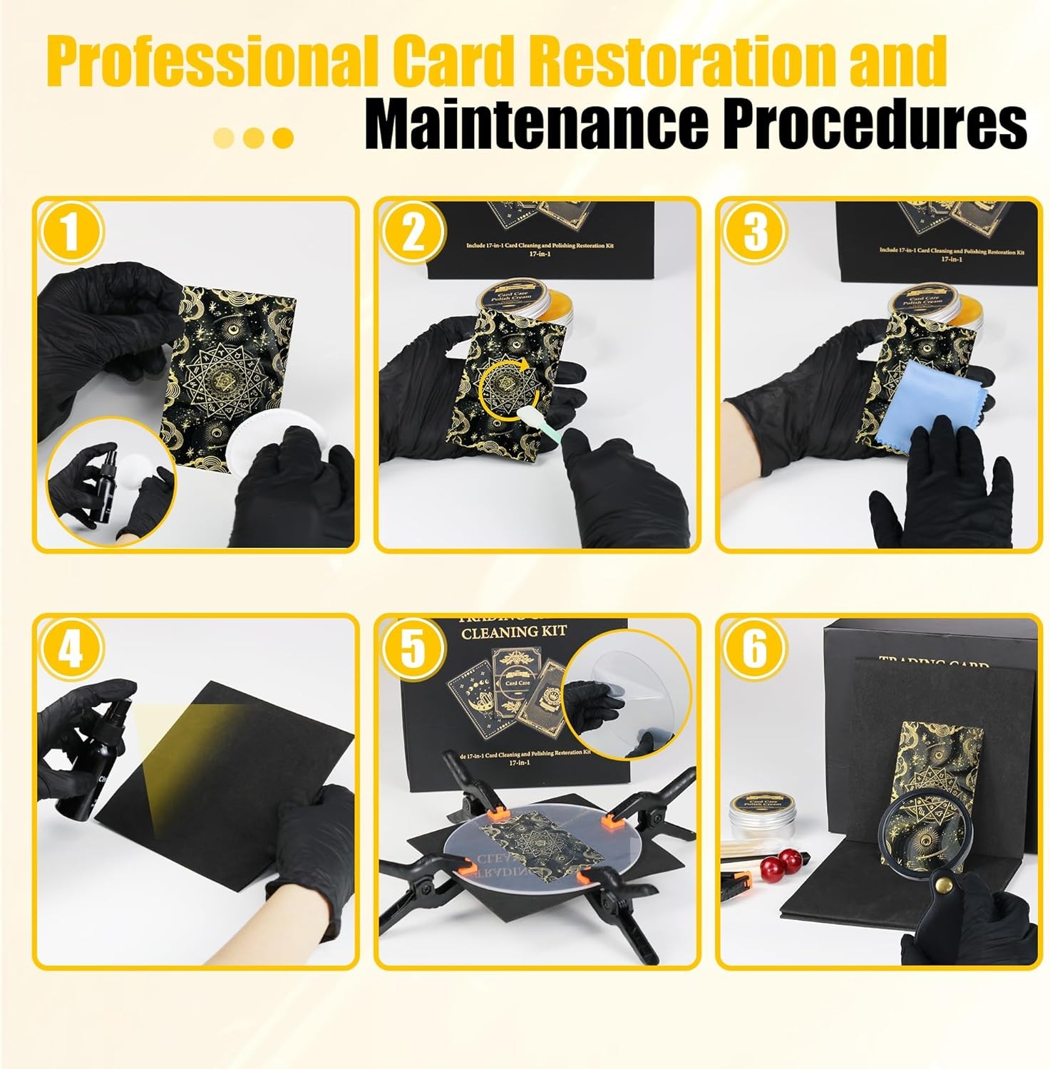 Card Care Clean Kit,17-In-1 Card Cleaning and Polishing Restoration Kit, Trading