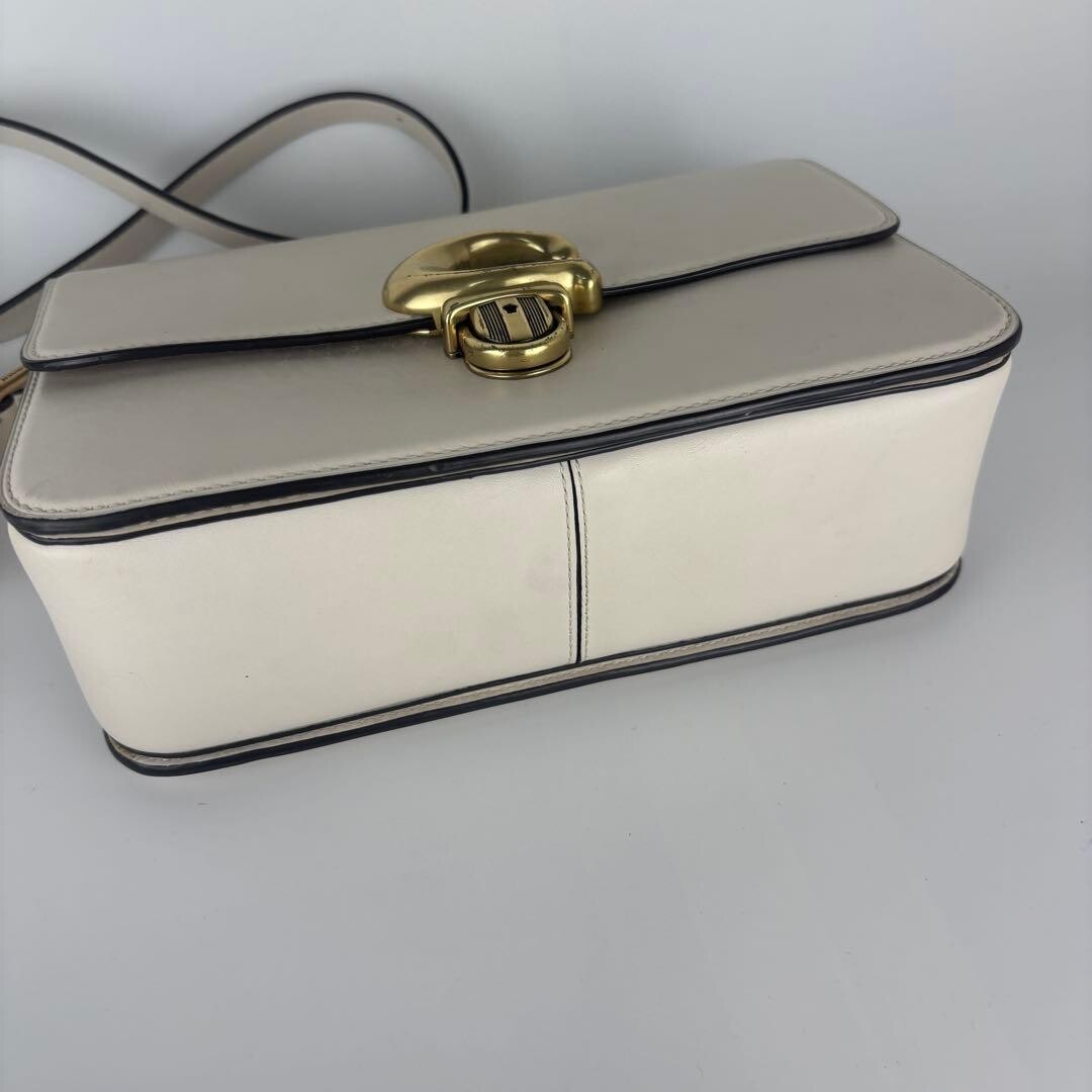 COACH Studio C6641 Ivory Leather Push Lock Crossbody Shoulder Bag Auth