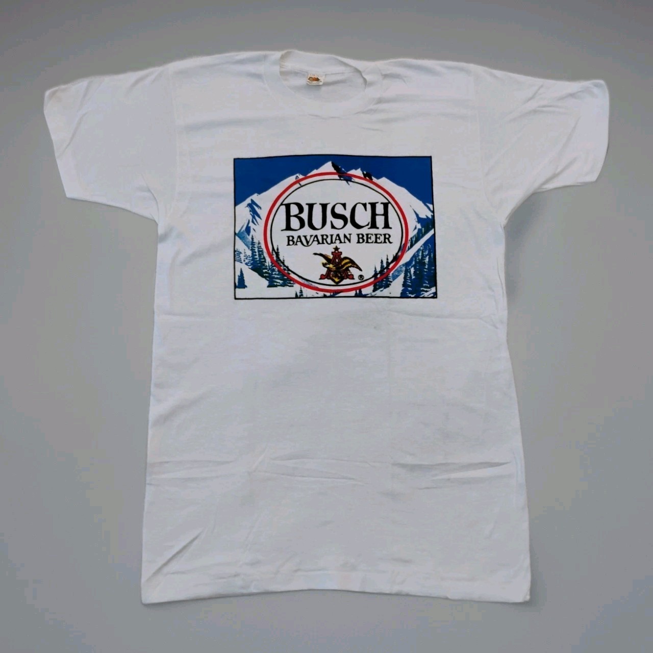 Classic Vintage 80s Busch Beer Shirt XL Fruit Of The Loom Single Stitch Cotton