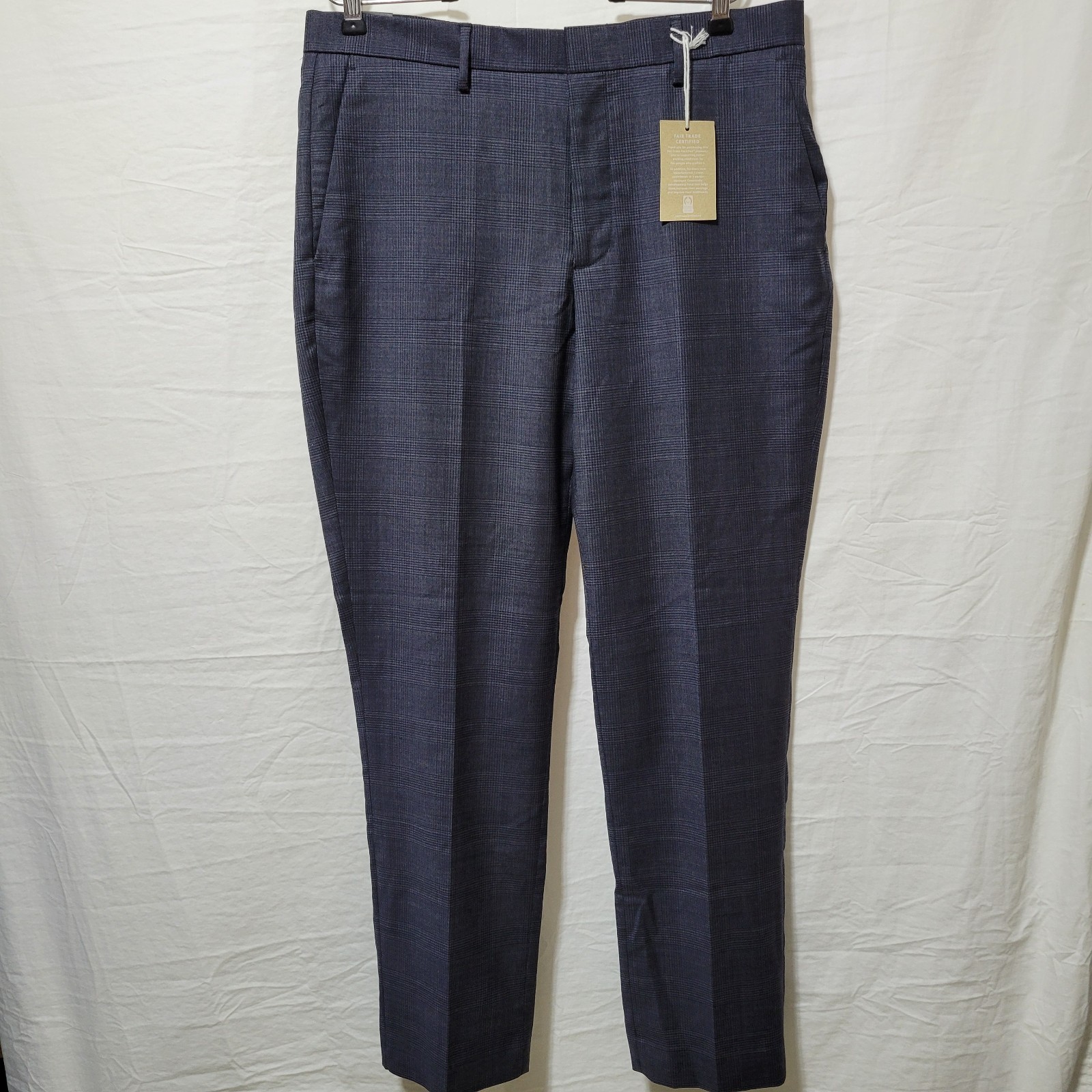 J.CREW Bowery 32X30 Pants Mens Blue Plaid Slim Fit Four Season Wool Blend NWT