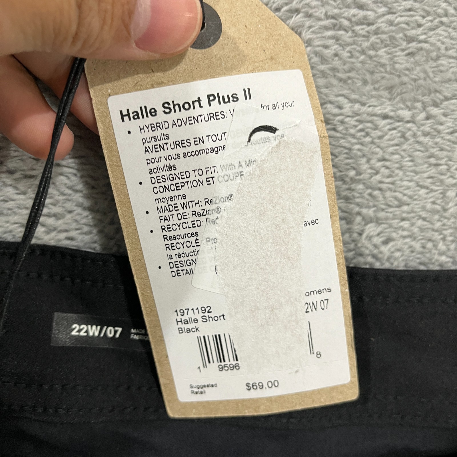 Prana Halle Plus II Shorts Womens 22W Black Standard Fit Moisture Wicking Hiking