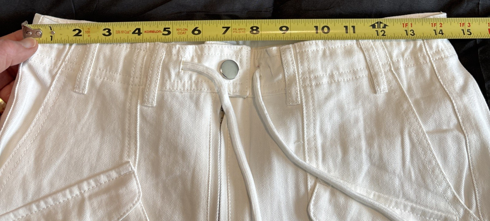 Womens XS Cargo Pants Drawstring Pockets Straight Leg Casual Pants White NWT