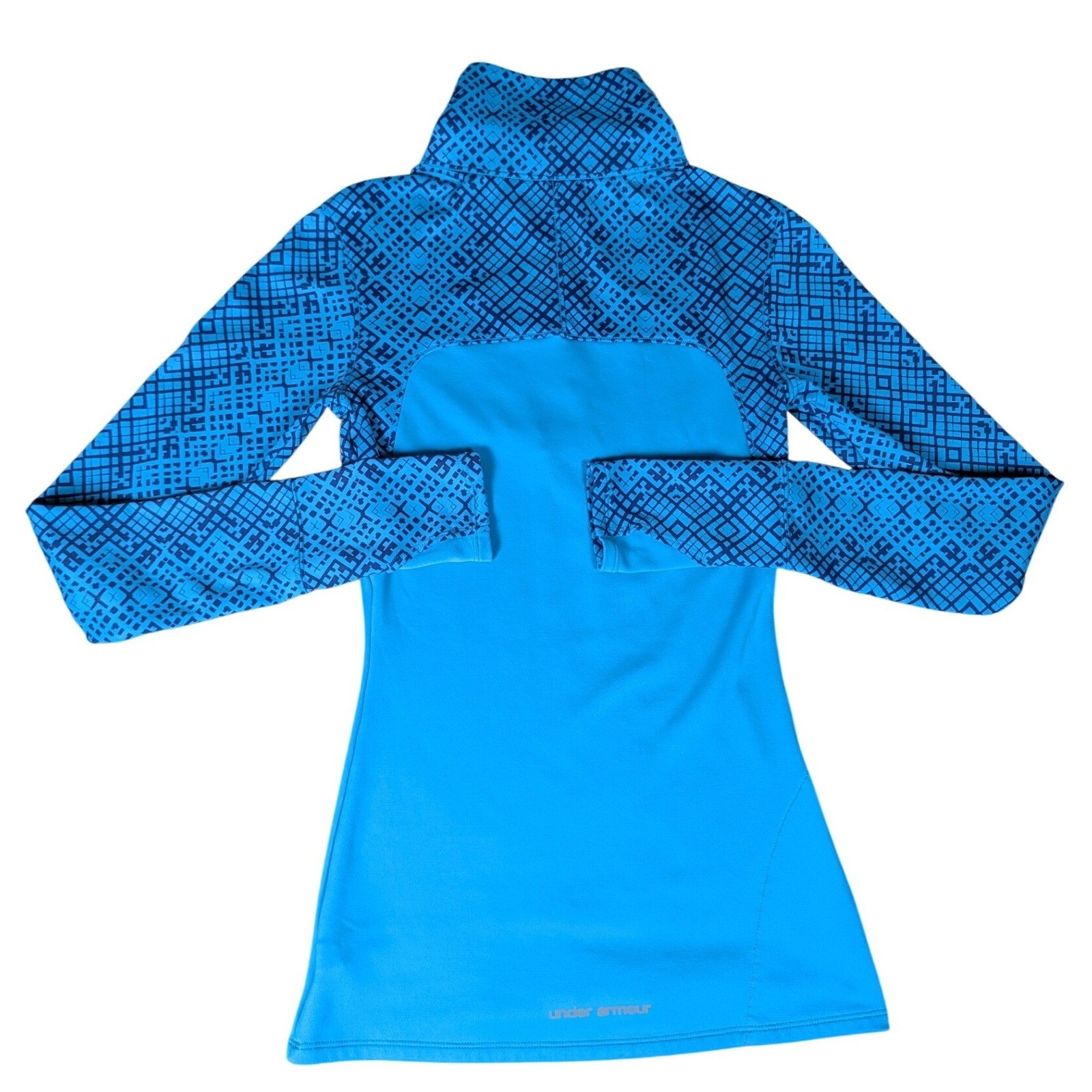 Under Armour ColdGear Womens Blue Geometric Quarter Zip Running Top Thumbholes