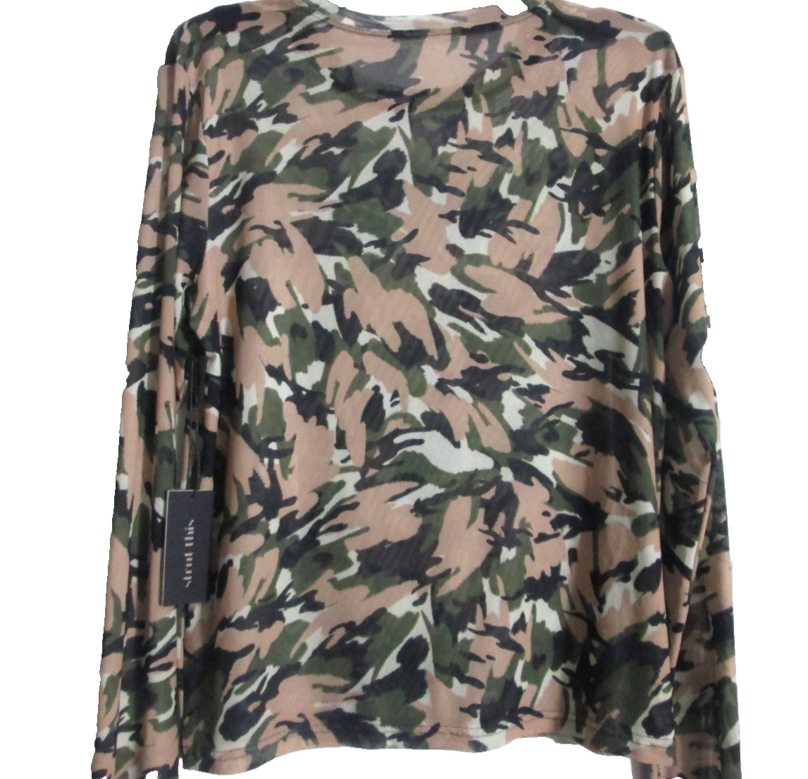 Strut This ~ Athleisure Desert Camo Semi Sheer Temptation Top Stretch Mesh Sz L