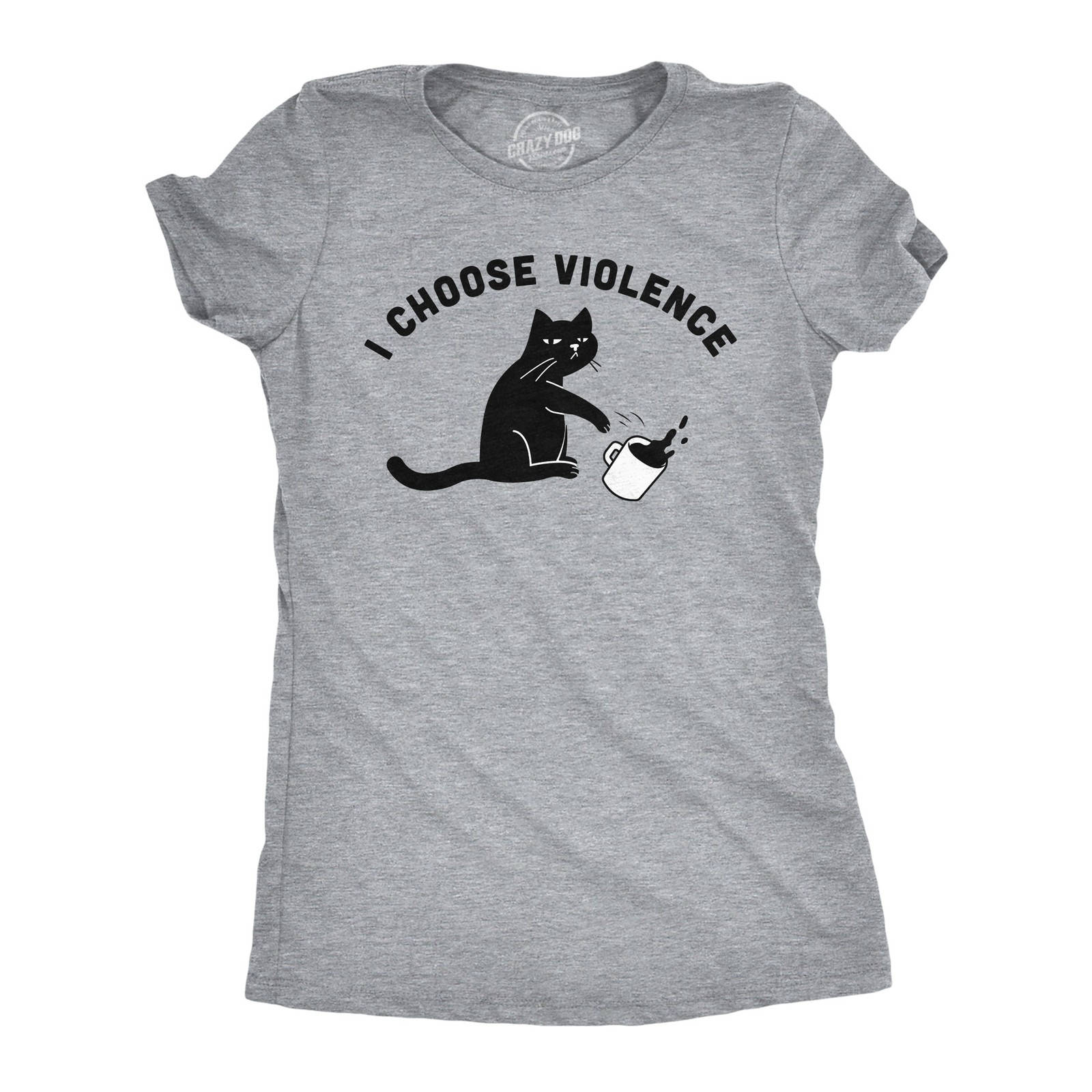 Womens I Choose Violence Funny T Shirts Saracastic Cat Graphic Tee for Ladies
